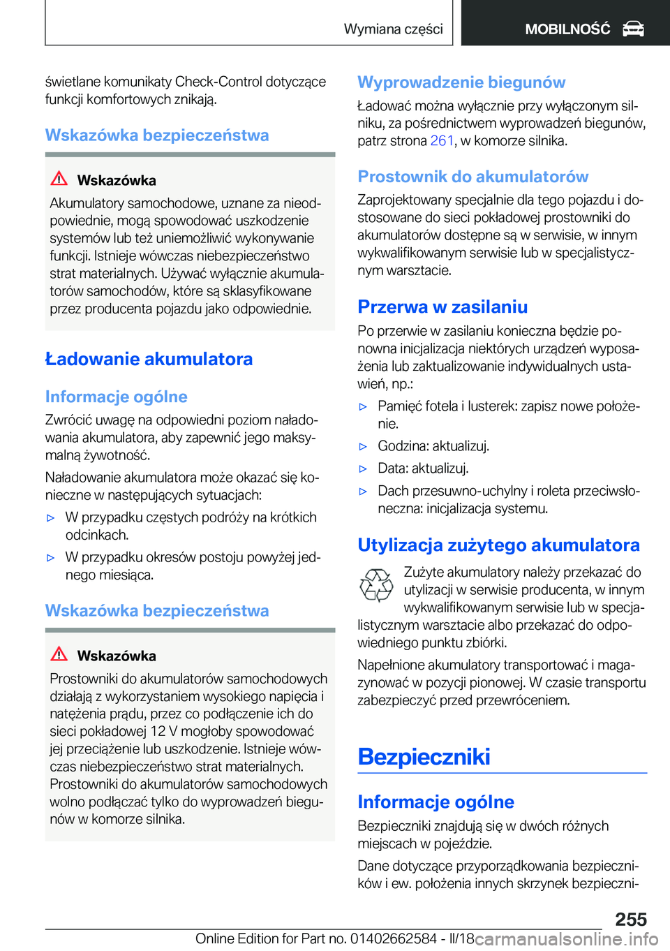 BMW M2 2018  Instrukcja obsługi (in Polish)  �w�i�e�t�l�a�n�e� �k�o�m�u�n�i�k�a�t�y� �C�h�e�c�k�-�C�o�n�t�r�o�l� �d�o�t�y�c�z�