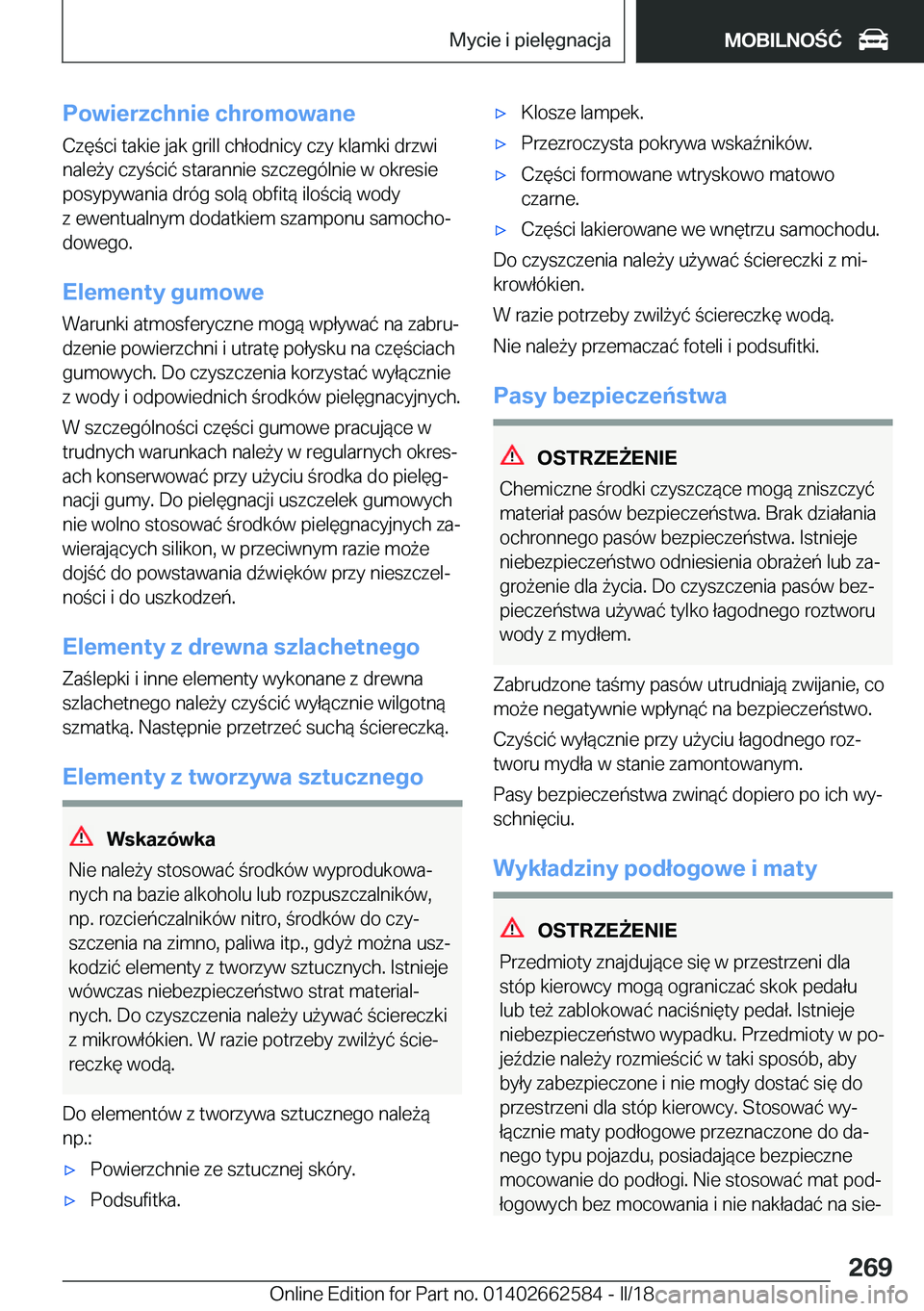 BMW M2 2018  Instrukcja obsługi (in Polish)  P o w i e r z c h n i e  c h r o m o w a n e C z 