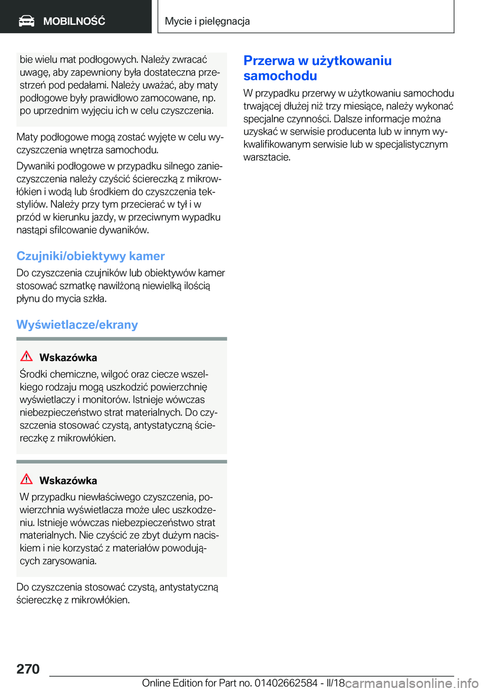 BMW M2 2018  Instrukcja obsługi (in Polish)  b i e   w i e l u   m a t   p o d ł o g o w y c h .   N a l e 9 y   z w r a c a 