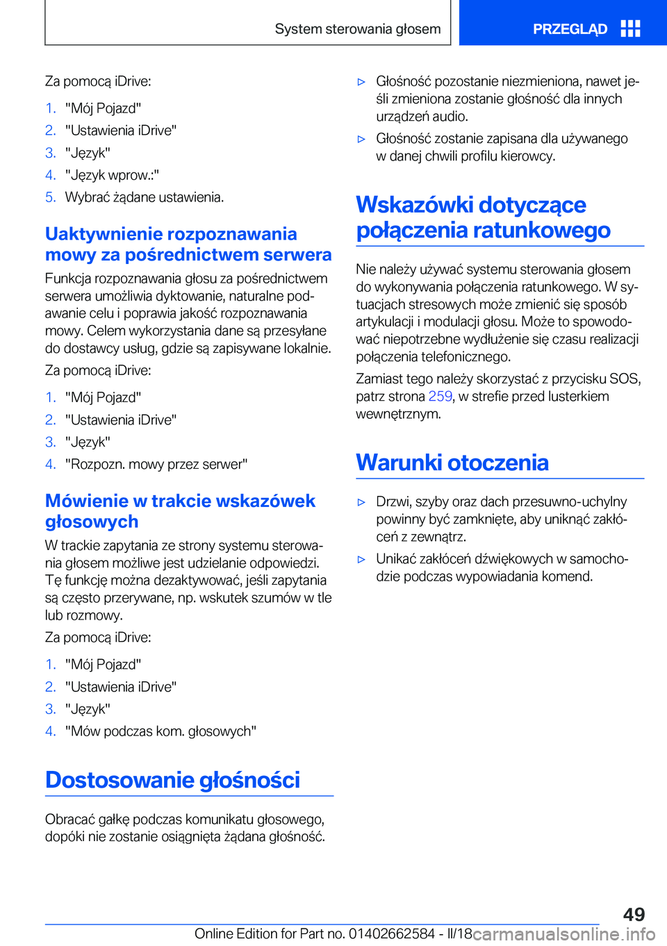 BMW M2 2018  Instrukcja obsługi (in Polish) �Z�a� �p�o�m�o�c�