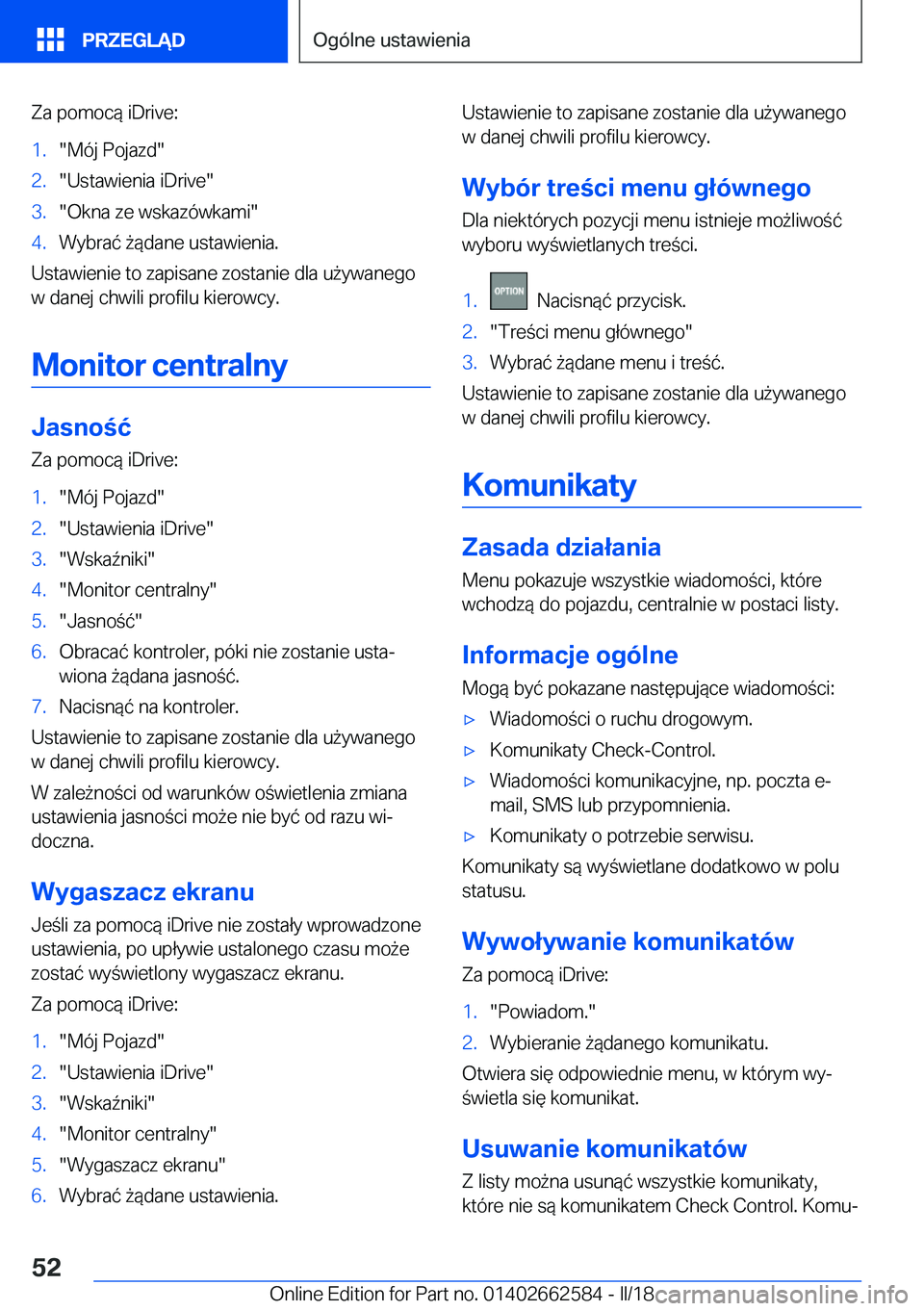 BMW M2 2018  Instrukcja obsługi (in Polish) �Z�a� �p�o�m�o�c�