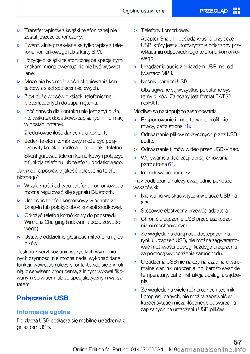 BMW M2 2018  Instrukcja obsługi (in Polish) 'x�T�r�a�n�s�f�e�r� �w�p�i�s�