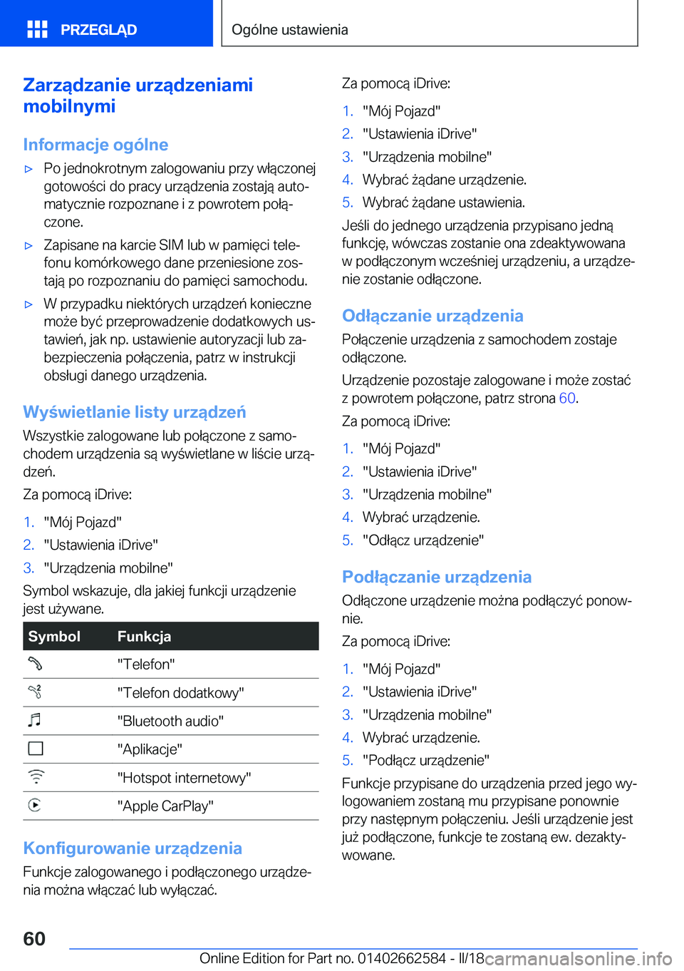 BMW M2 2018  Instrukcja obsługi (in Polish) �Z�a�r�z�ą�d�z�a�n�i�e��u�r�z�ą�d�z�e�n�i�a�m�i
�m�o�b�i�l�n�y�m�i
�I�n�f�o�r�m�a�c�j�e��o�g�