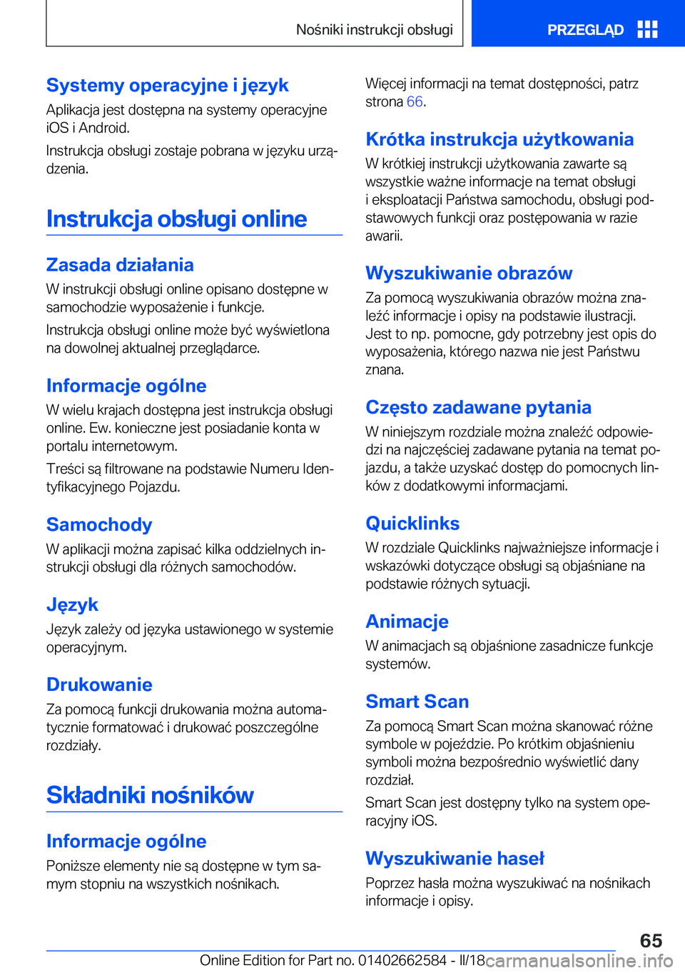 BMW M2 2018  Instrukcja obsługi (in Polish) �S�y�s�t�e�m�y��o�p�e�r�a�c�y�j�n�e��i��j�