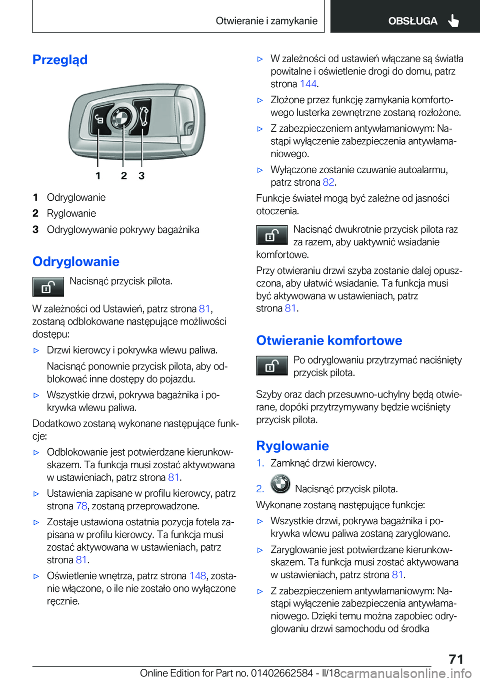BMW M2 2018  Instrukcja obsługi (in Polish) �P�r�z�e�g�l�ą�d�1�O�d�r�y�g�l�o�w�a�n�i�e�2�R�y�g�l�o�w�a�n�i�e�3�O�d�r�y�g�l�o�w�y�w�a�n�i�e� �p�o�k�r�y�w�y� �b�a�g�a 9�n�i�k�a
�O�d�r�y�g�l�o�w�a�n�i�e�N�a�c�i�s�n�