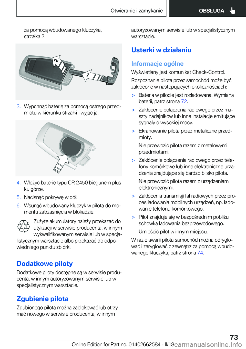 BMW M2 2018  Instrukcja obsługi (in Polish) �z�a� �p�o�m�o�c�