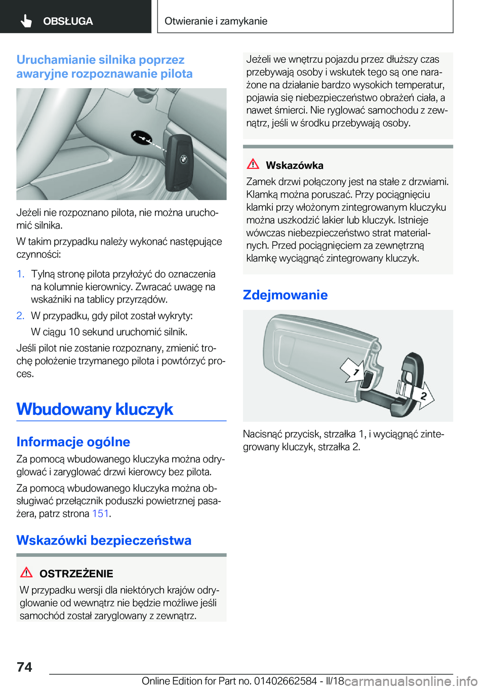 BMW M2 2018  Instrukcja obsługi (in Polish) �U�r�u�c�h�a�m�i�a�n�i�e��s�i�l�n�i�k�a��p�o�p�r�z�e�z
�a�w�a�r�y�j�n�e��r�o�z�p�o�z�n�a�w�a�n�i�e��p�i�l�o�t�a
�J�e 9�e�l�i� �n�i�e� �r�o�z�p�o�z�n�a�n�o� �p�i�l�o�t�a�,� �n�i�e� �m�o 9�n�a� �u�r