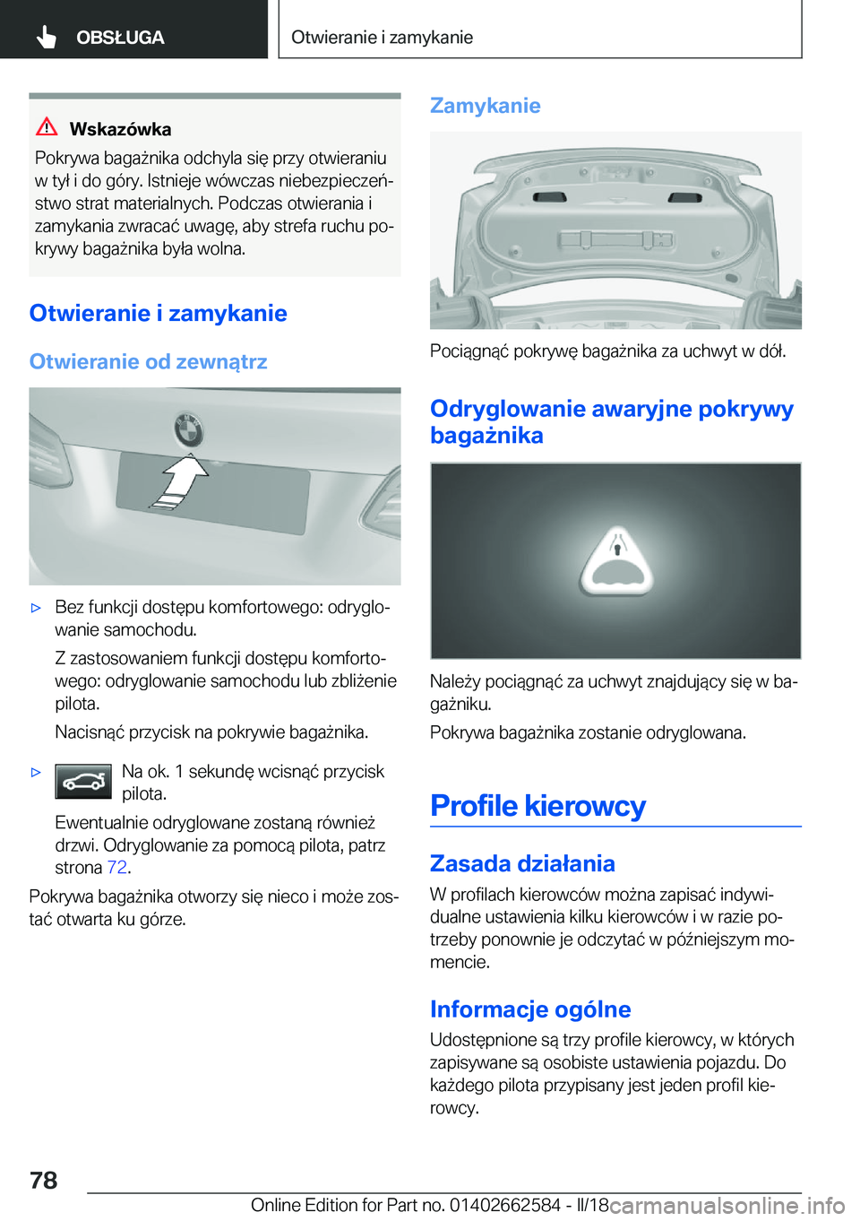 BMW M2 2018  Instrukcja obsługi (in Polish) �W�s�k�a�z�