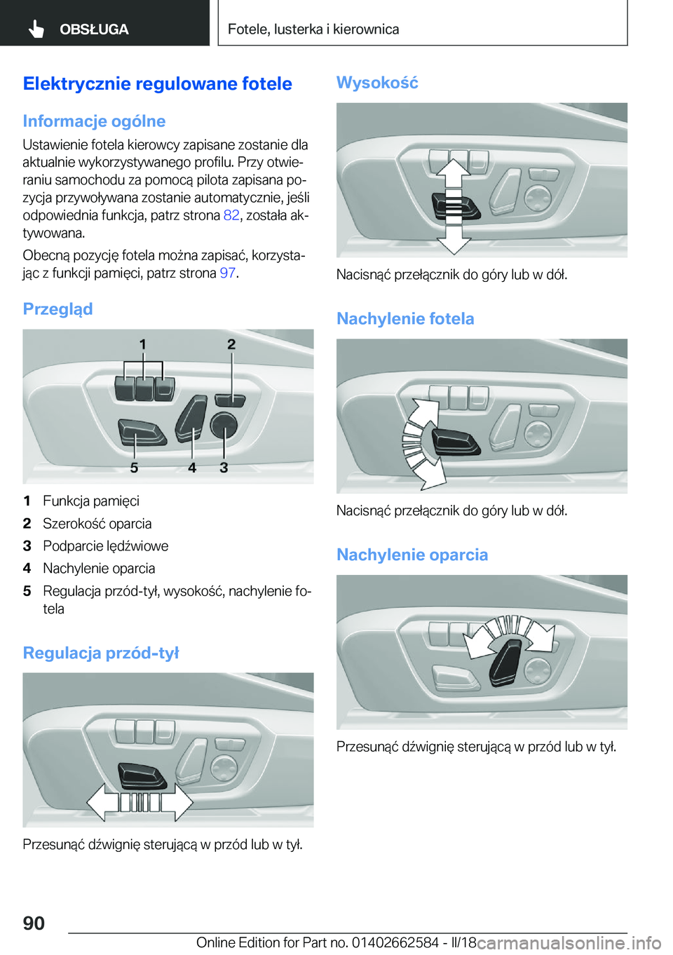 BMW M2 2018  Instrukcja obsługi (in Polish) �E�l�e�k�t�r�y�c�z�n�i�e��r�e�g�u�l�o�w�a�n�e��f�o�t�e�l�e
�I�n�f�o�r�m�a�c�j�e��o�g�