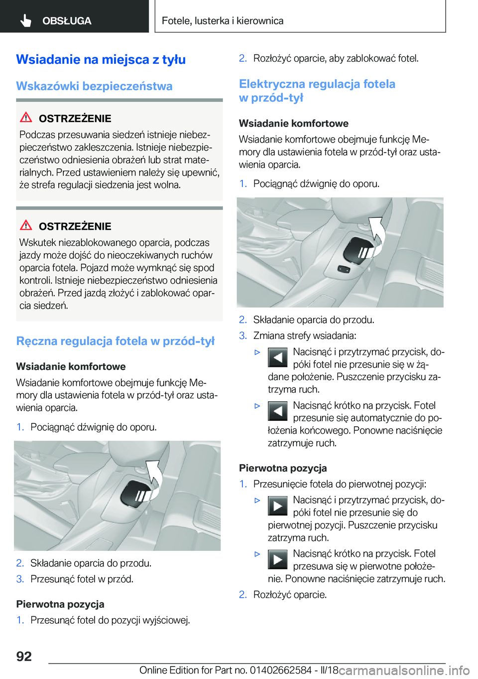 BMW M2 2018  Instrukcja obsługi (in Polish) �W�s�i�a�d�a�n�i�e��n�a��m�i�e�j�s�c�a��z��t�y�ł�u
�W�s�k�a�z�
