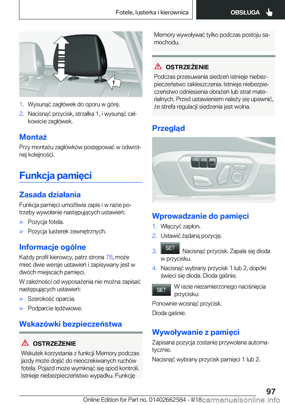 BMW M2 2018  Instrukcja obsługi (in Polish) �1�.�W�y�s�u�n�