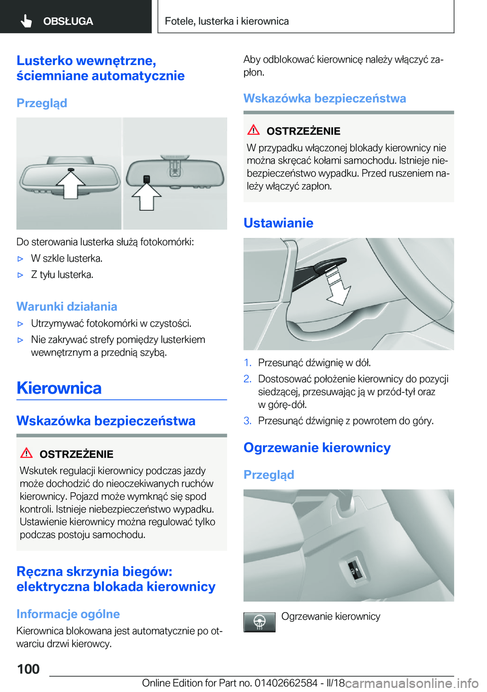 BMW M2 2018  Instrukcja obsługi (in Polish) �L�u�s�t�e�r�k�o��w�e�w�n�