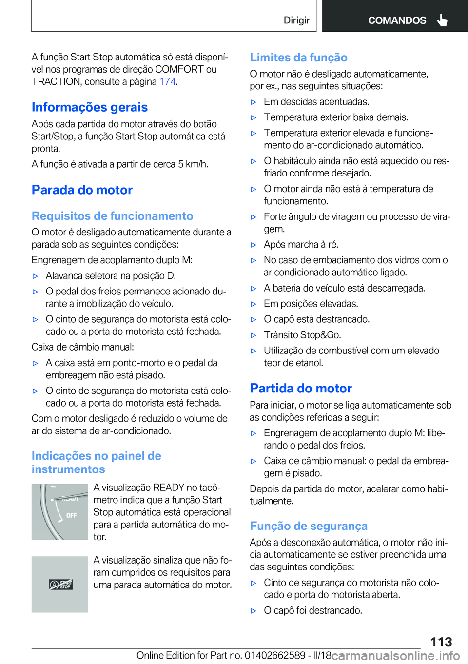 BMW M2 2018  Manual do condutor (in Portuguese) �A� �f�u�n�