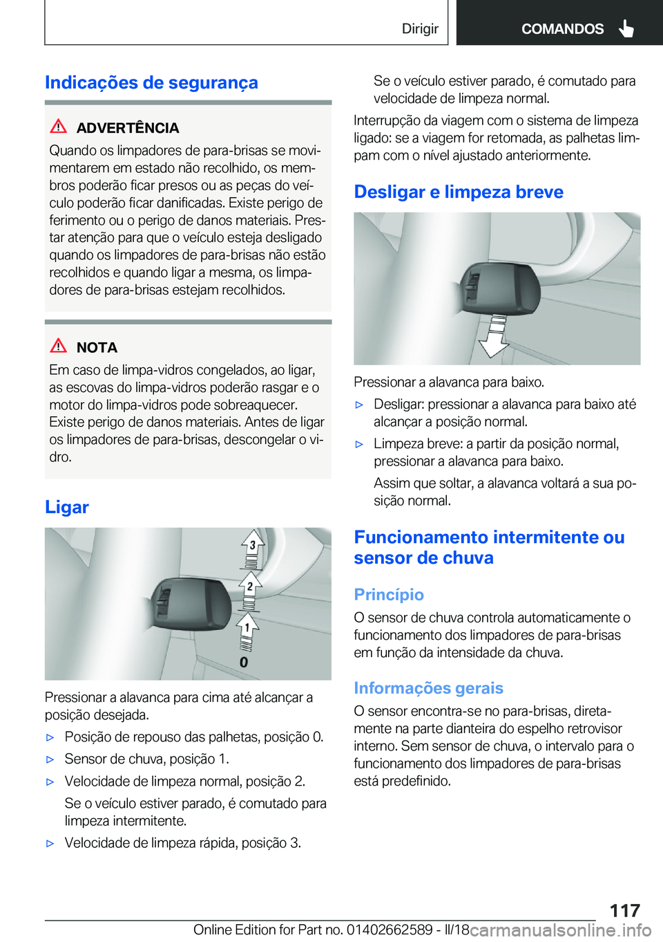 BMW M2 2018  Manual do condutor (in Portuguese) �I�n�d�i�c�a�