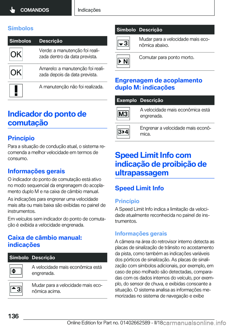 BMW M2 2018  Manual do condutor (in Portuguese) �S�