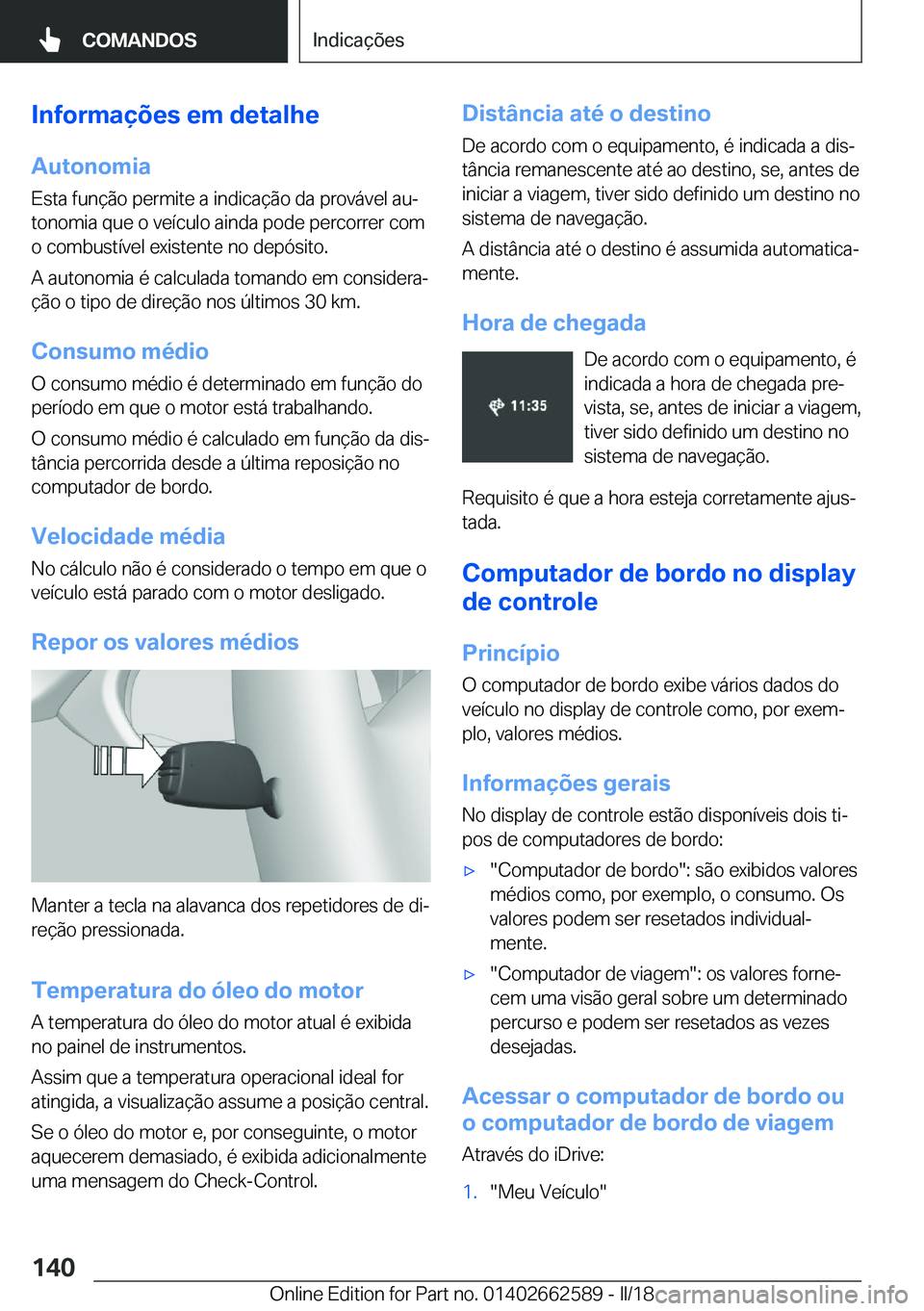 BMW M2 2018  Manual do condutor (in Portuguese) �I�n�f�o�r�m�a�