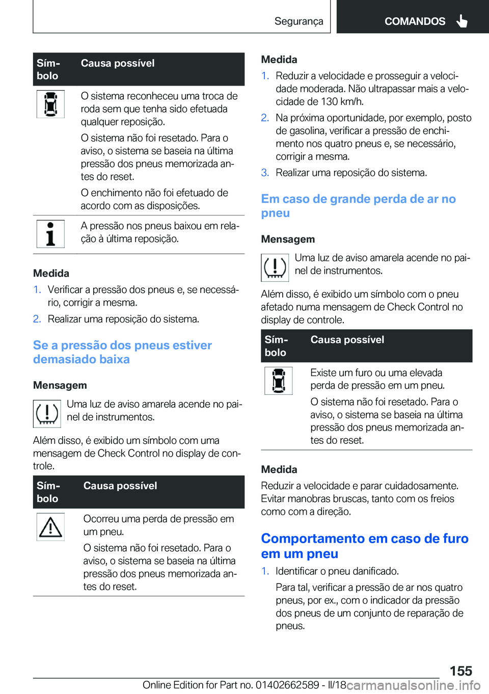 BMW M2 2018  Manual do condutor (in Portuguese) �S�