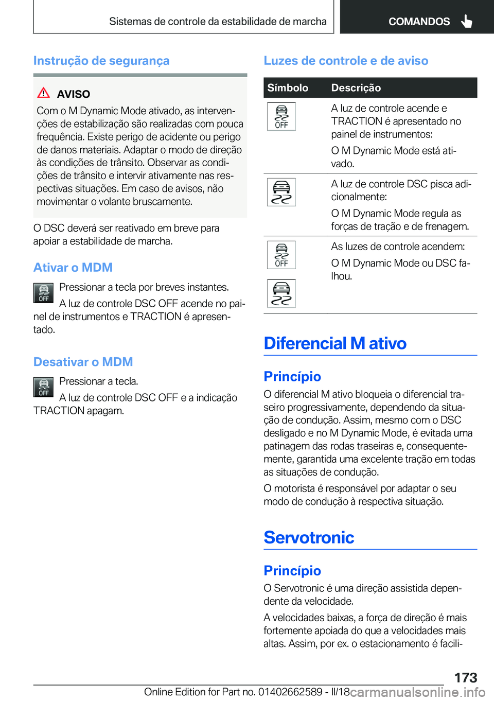 BMW M2 2018  Manual do condutor (in Portuguese) �I�n�s�t�r�u�