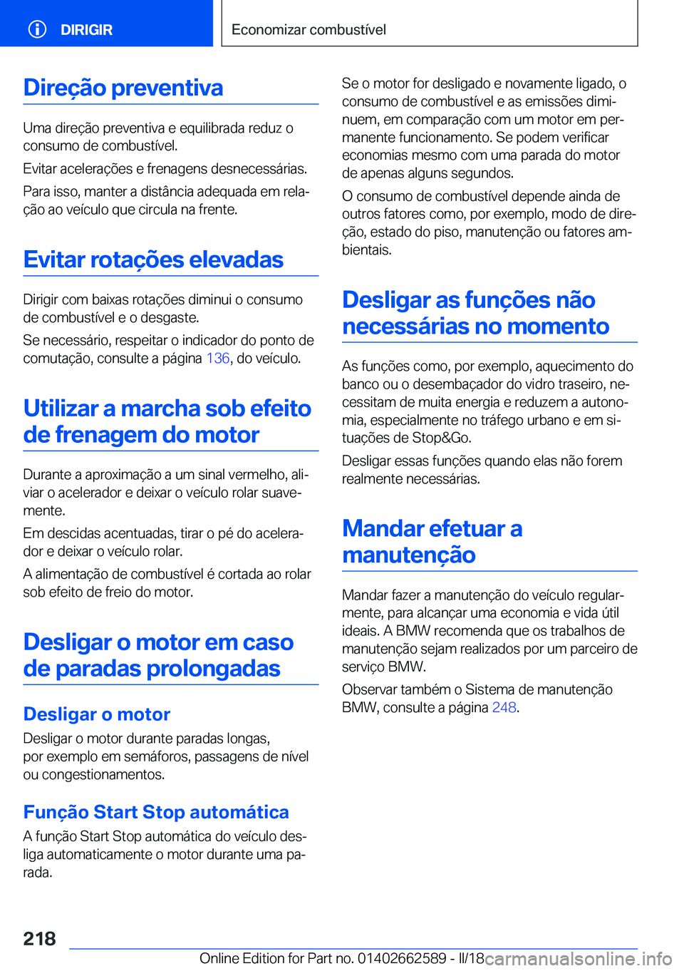 BMW M2 2018  Manual do condutor (in Portuguese) �D�i�r�e�