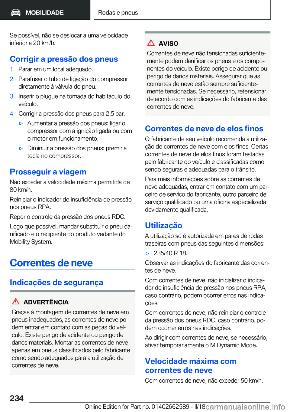 BMW M2 2018  Manual do condutor (in Portuguese) �S�e� �p�o�s�s�