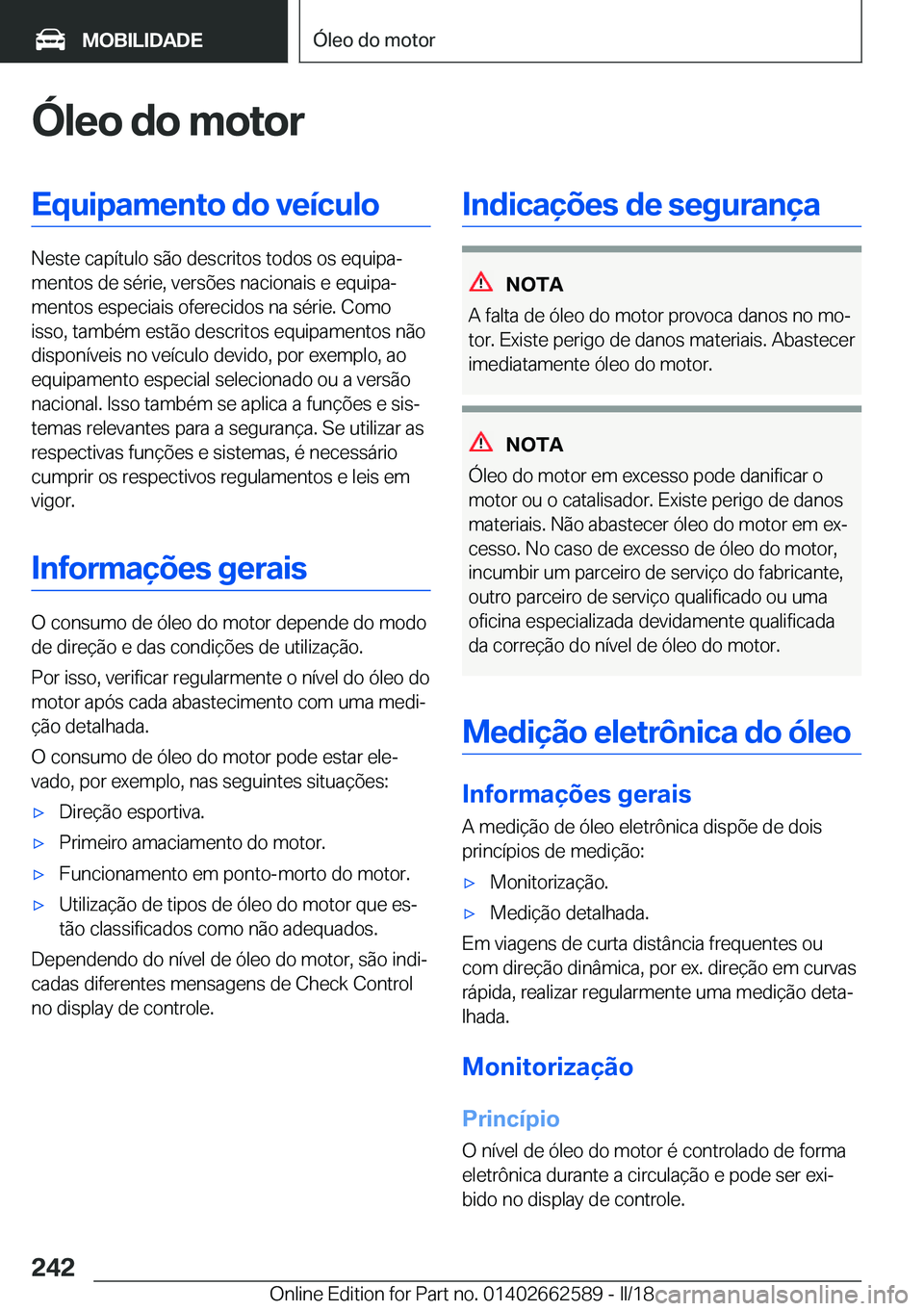 BMW M2 2018  Manual do condutor (in Portuguese) �