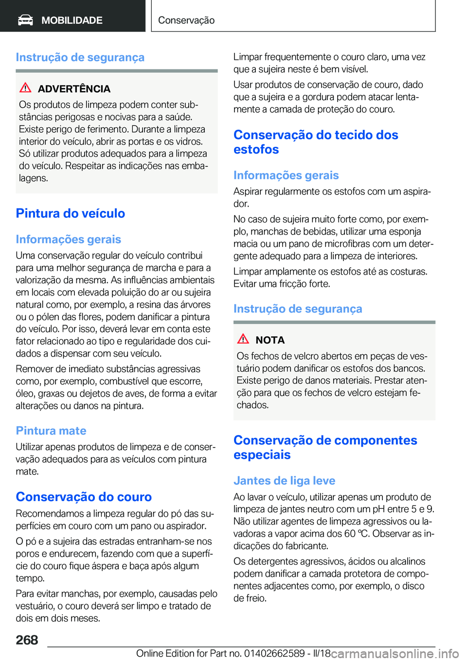 BMW M2 2018  Manual do condutor (in Portuguese) �I�n�s�t�r�u�