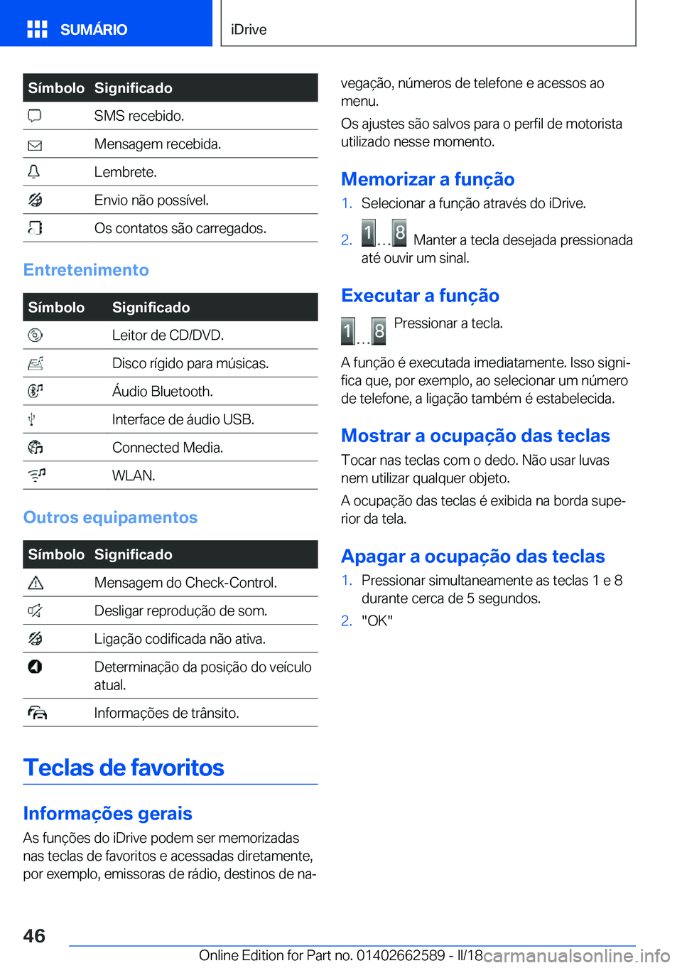 BMW M2 2018  Manual do condutor (in Portuguese) �S�