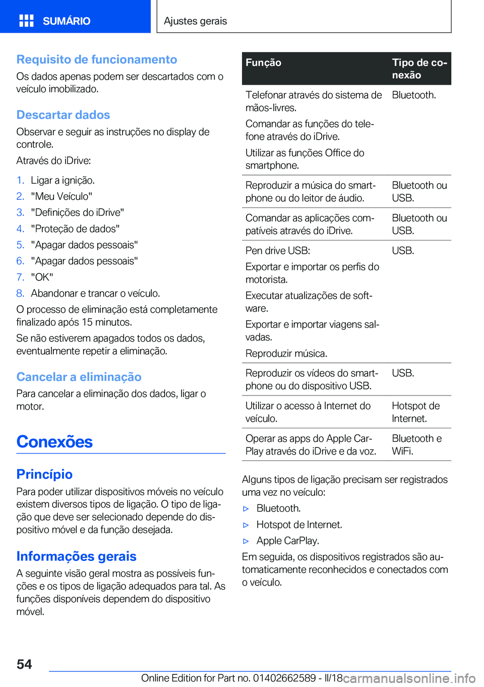 BMW M2 2018  Manual do condutor (in Portuguese) �R�e�q�u�i�s�i�t�o��d�e��f�u�n�c�i�o�n�a�m�e�n�t�o�O�s� �d�a�d�o�s� �a�p�e�n�a�s� �p�o�d�e�m� �s�e�r� �d�e�s�c�a�r�t�a�d�o�s� �c�o�m� �o
�v�e�