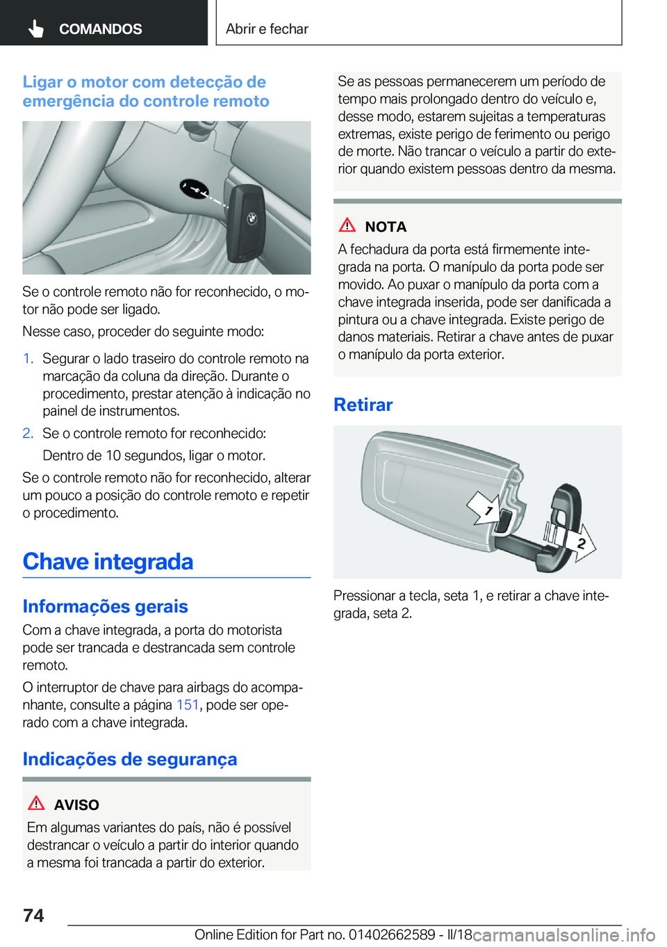 BMW M2 2018  Manual do condutor (in Portuguese) �L�i�g�a�r��o��m�o�t�o�r��c�o�m��d�e�t�e�c�