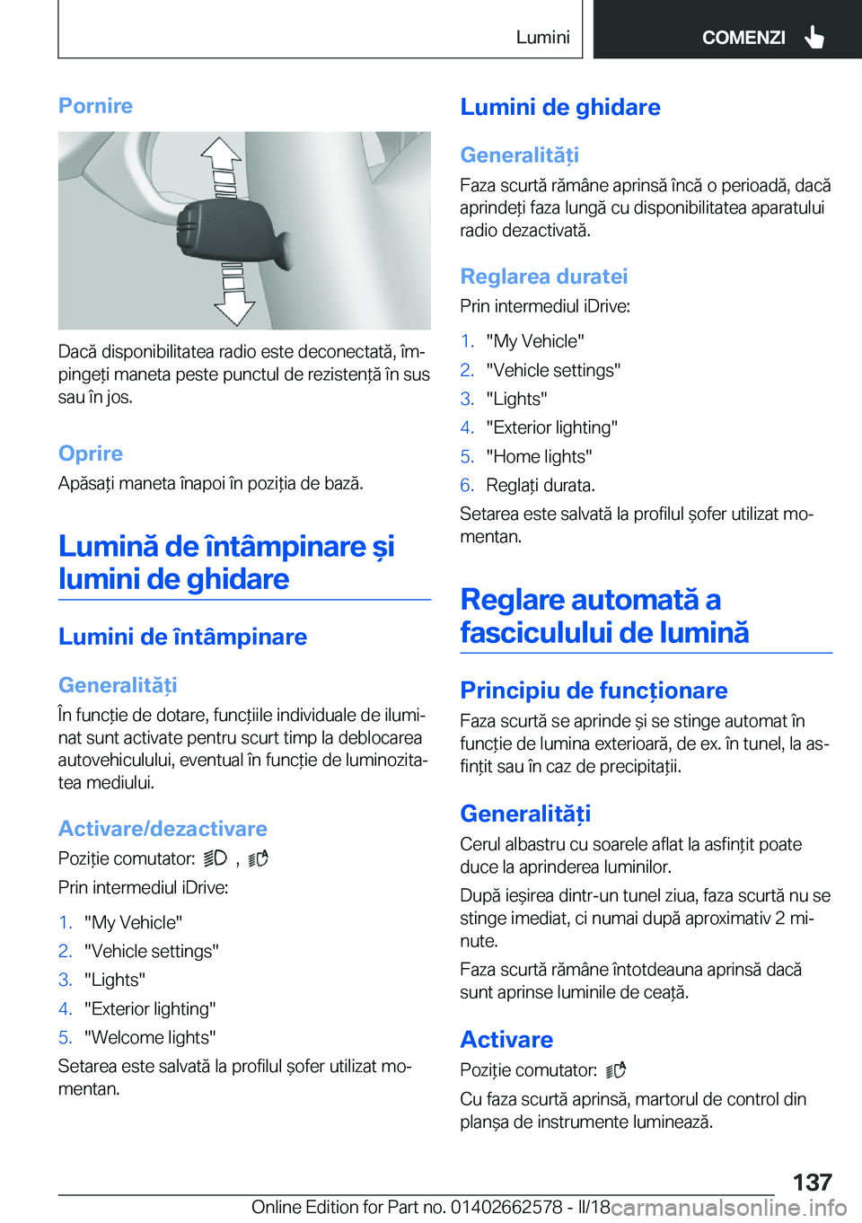 BMW M2 2018  Ghiduri De Utilizare (in Romanian) �P�o�r�n�i�r�e
�D�a�c�