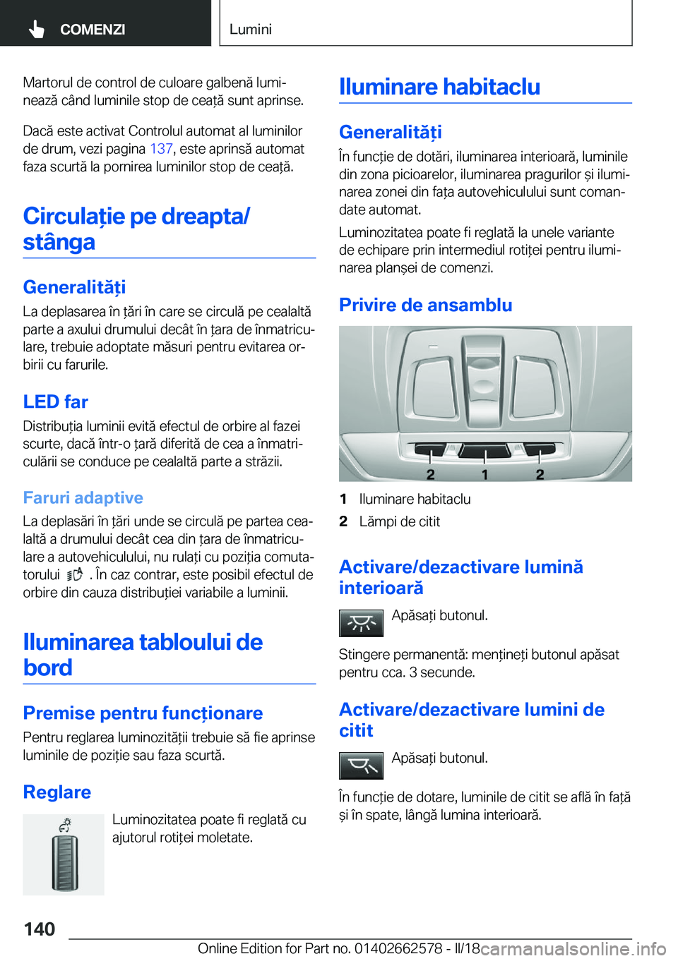 BMW M2 2018  Ghiduri De Utilizare (in Romanian) �M�a�r�t�o�r�u�l� �d�e� �c�o�n�t�r�o�l� �d�e� �c�u�l�o�a�r�e� �g�a�l�b�e�n�