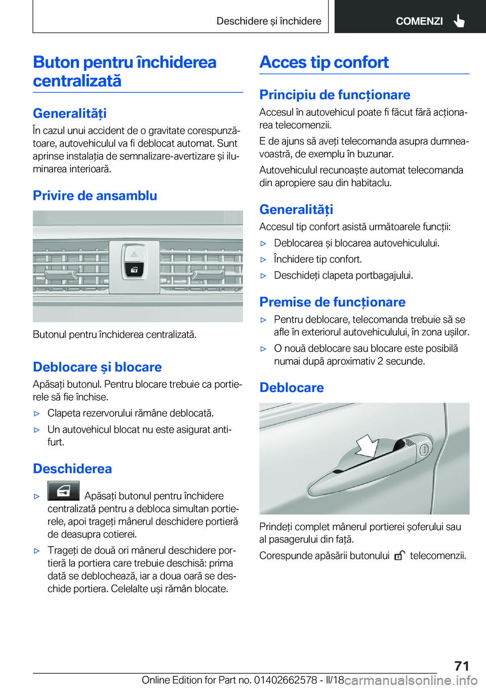 BMW M2 2018  Ghiduri De Utilizare (in Romanian) �B�u�t�o�n��p�e�n�t�r�u��