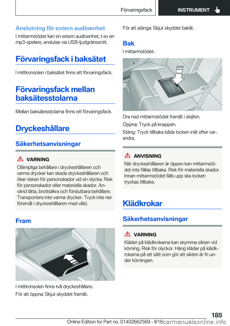 BMW M2 2018  InstruktionsbÖcker (in Swedish) �A�n�s�l�u�t�n�i�n�g��f�