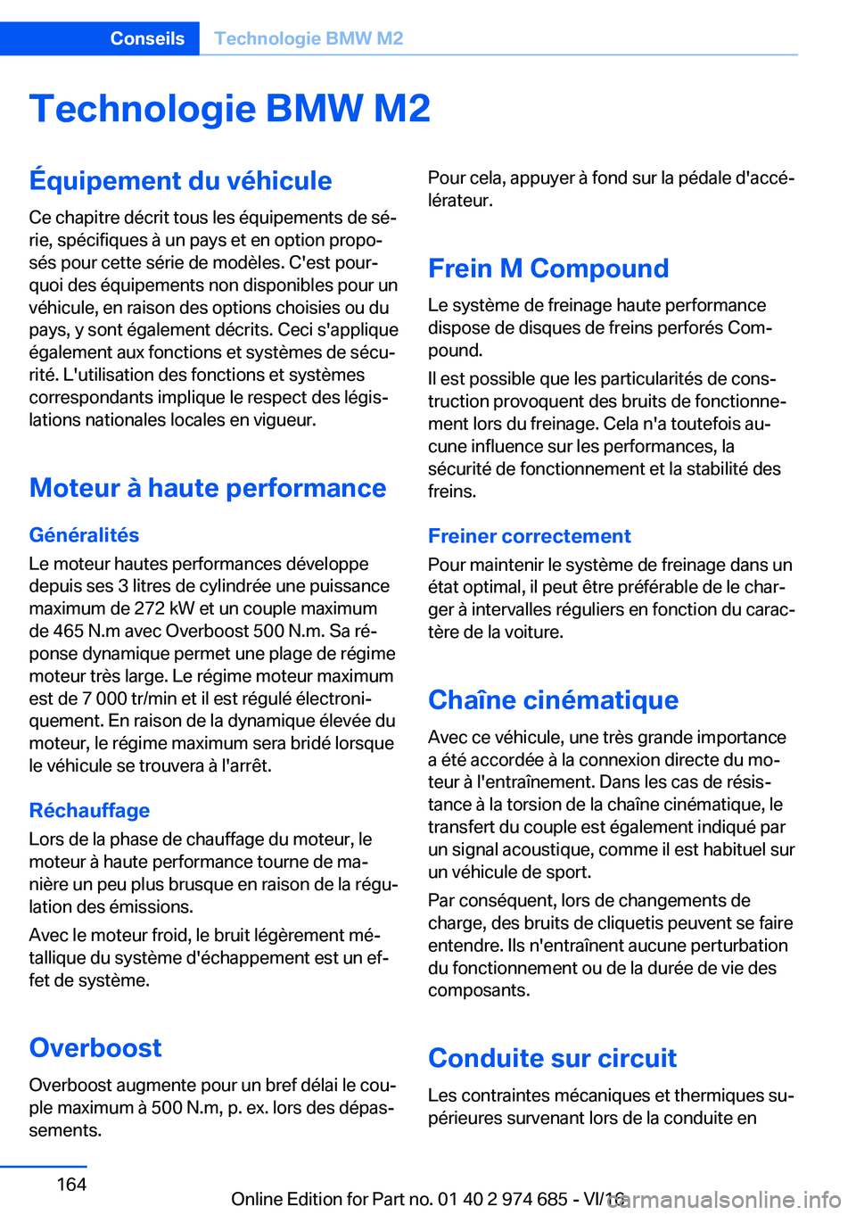 BMW M2 2017  Notices Demploi (in French) �T�e�c�h�n�o�l�o�g�i�e��B�M�W��M�2�
