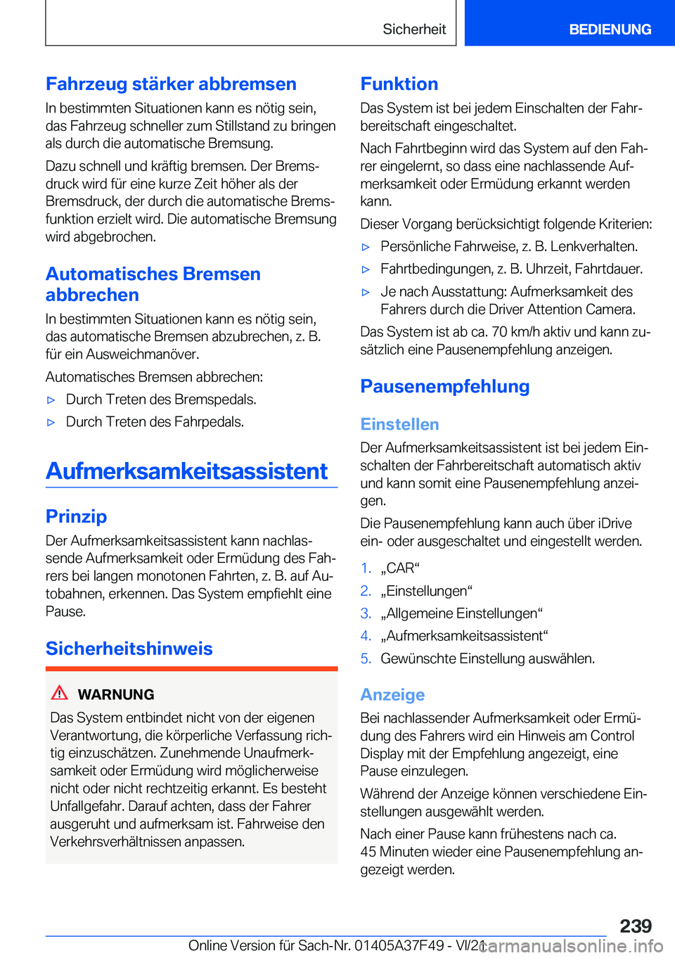 BMW M3 2022  Betriebsanleitungen (in German) �F�a�h�r�z�e�u�g��s�t�