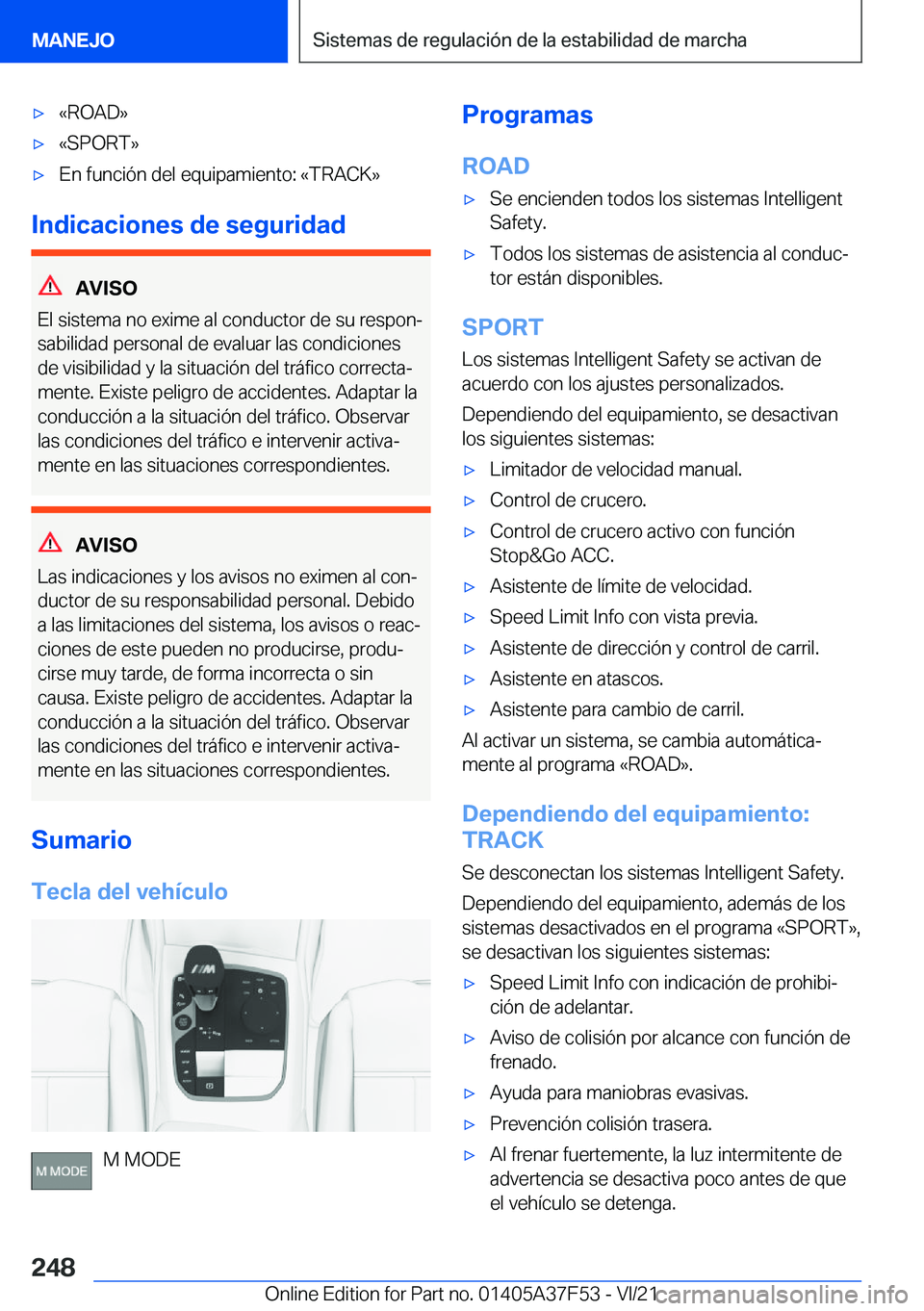 BMW M3 2022  Manuales de Empleo (in Spanish) x�«�R�O�A�D�{x�«�S�P�O�R�T�{x�E�n��f�u�n�c�i�