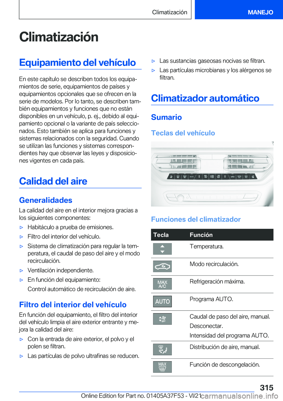 BMW M3 2022  Manuales de Empleo (in Spanish) �C�l�i�m�a�t�i�z�a�c�i�