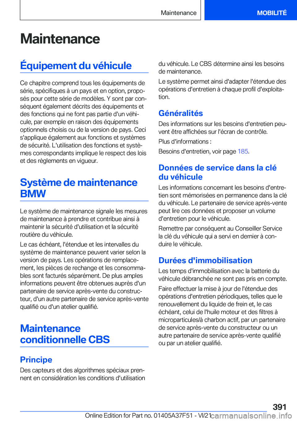 BMW M3 2022  Notices Demploi (in French) �M�a�i�n�t�e�n�a�n�c�e�