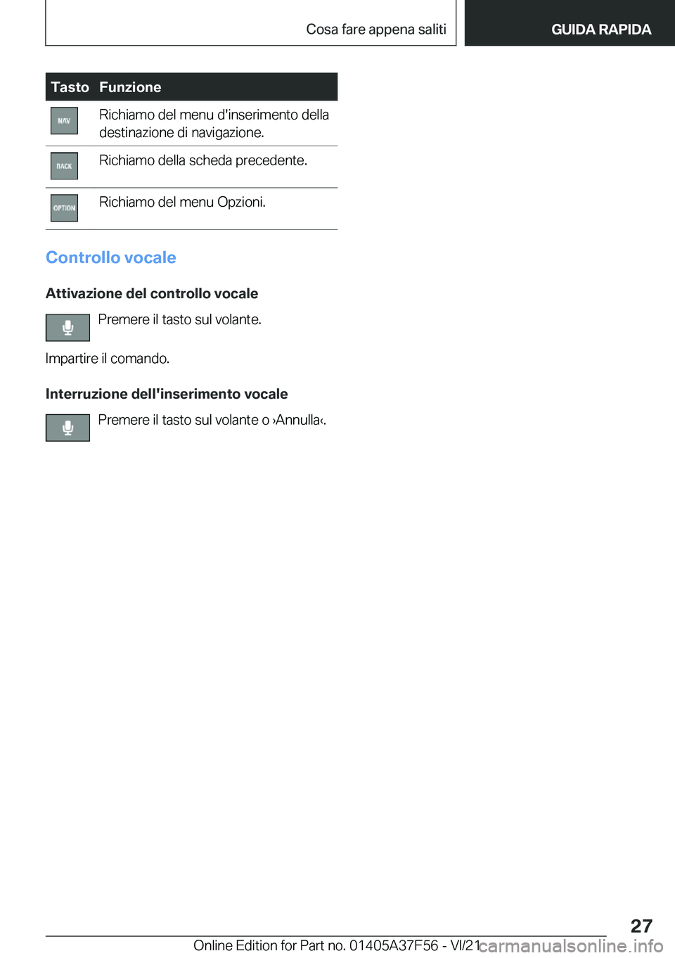 BMW M3 2022  Libretti Di Uso E manutenzione (in Italian) �T�a�s�t�o�F�u�n�z�i�o�n�e�R�i�c�h�i�a�m�o��d�e�l��m�e�n�u��d�'�i�n�s�e�r�i�m�e�n�t�o��d�e�l�l�a
�d�e�s�t�i�n�a�z�i�o�n�e��d�i��n�a�v�i�g�a�z�i�o�n�e�.�R�i�c�h�i�a�m�o��d�e�l�l�a��s�c�h�e�
