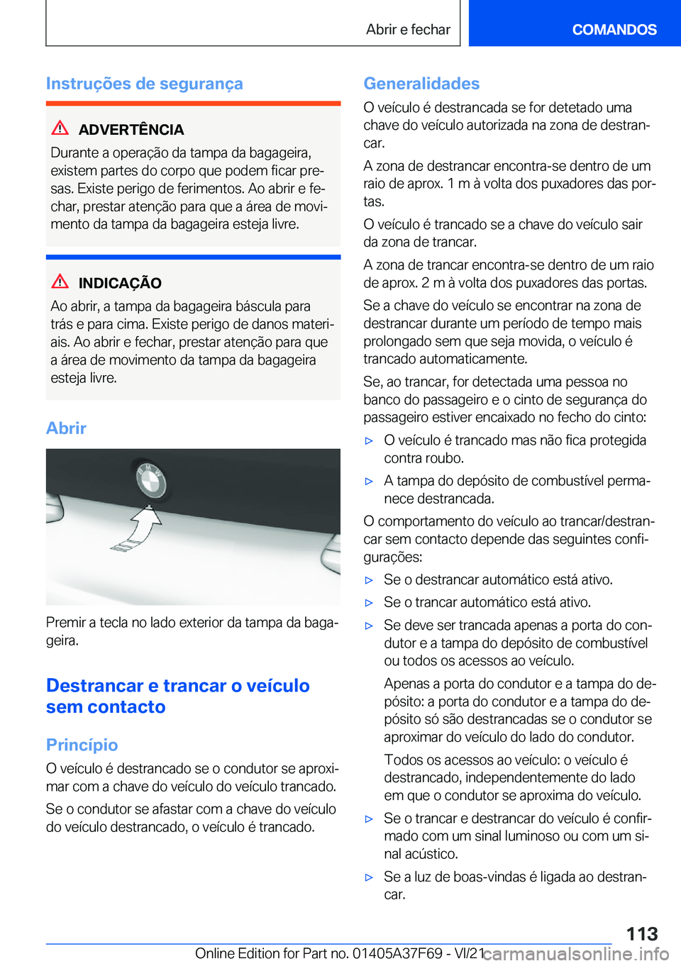 BMW M3 2022  Manual do condutor (in Portuguese) �I�n�s�t�r�u�