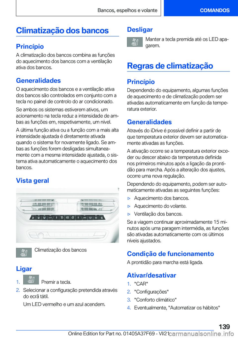 BMW M3 2022  Manual do condutor (in Portuguese) �C�l�i�m�a�t�i�z�a�