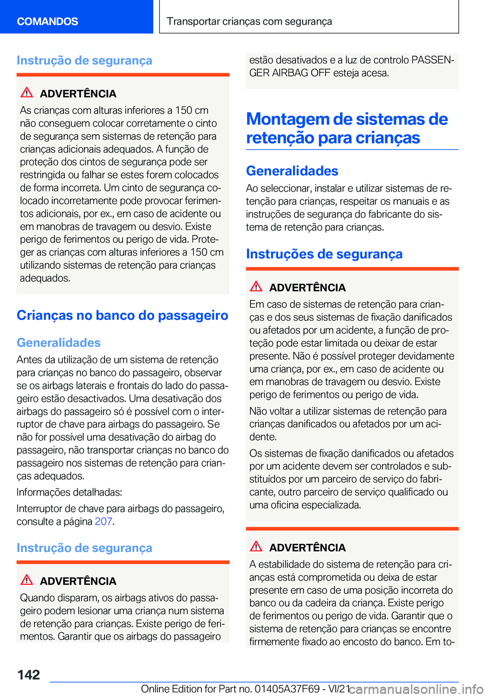 BMW M3 2022  Manual do condutor (in Portuguese) �I�n�s�t�r�u�