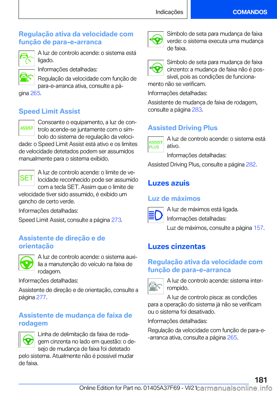 BMW M3 2022  Manual do condutor (in Portuguese) �R�e�g�u�l�a�