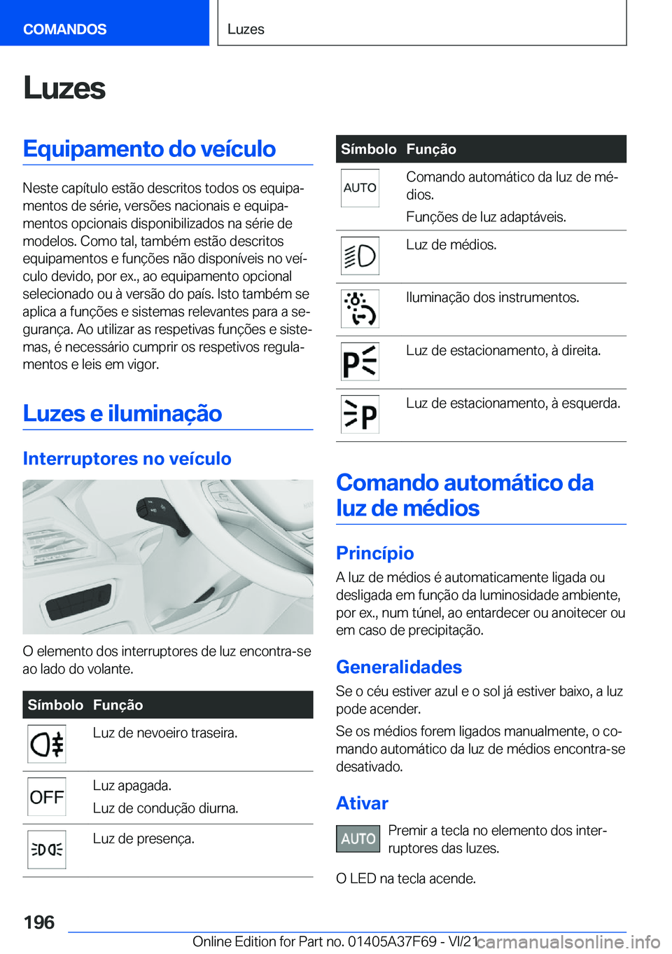BMW M3 2022  Manual do condutor (in Portuguese) �L�u�z�e�s�E�q�u�i�p�a�m�e�n�t�o��d�o��v�e�