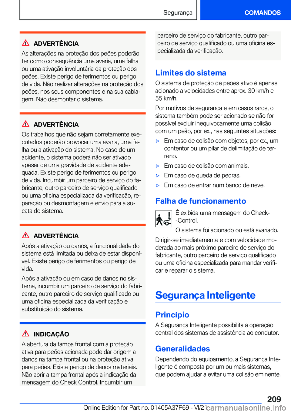 BMW M3 2022  Manual do condutor (in Portuguese) �A�D�V�E�R�T�