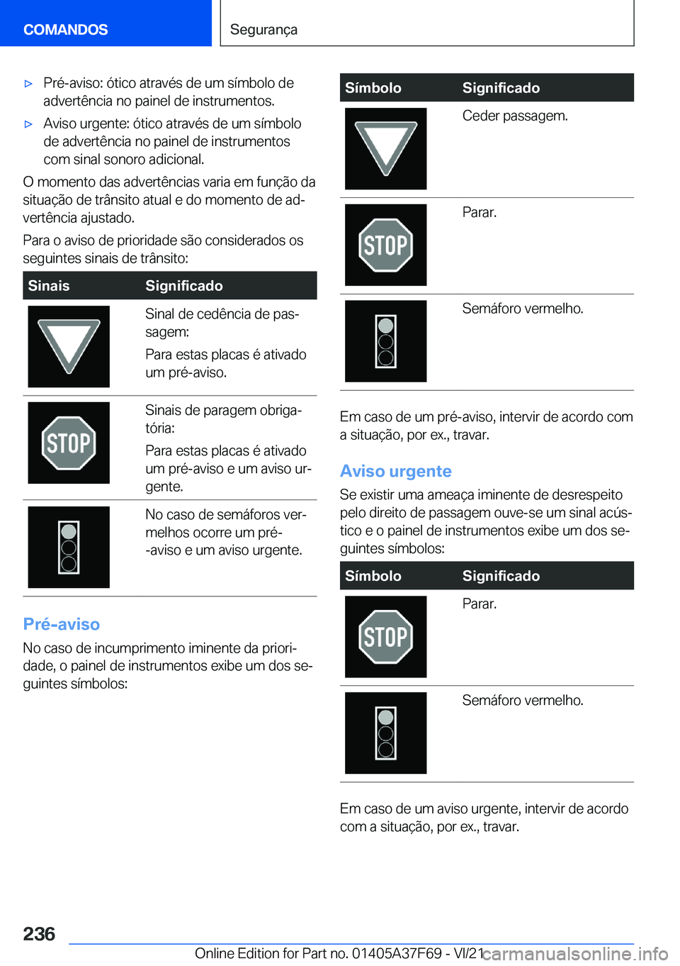 BMW M3 2022  Manual do condutor (in Portuguese) 'x�P�r�é�-�a�v�i�s�o�:��ó�t�i�c�o��a�t�r�a�v�é�s��d�e��u�m��s�