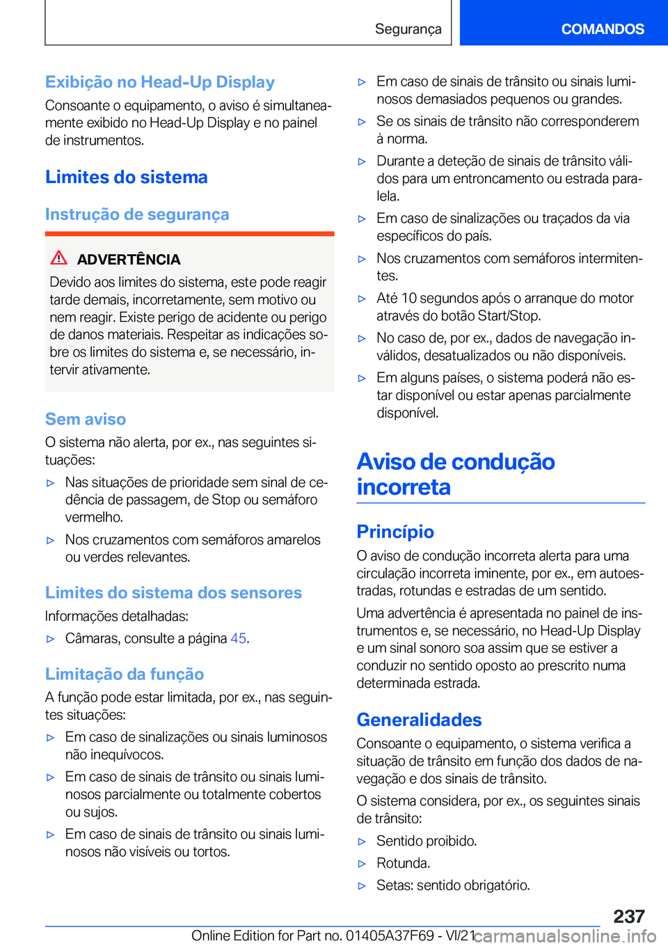 BMW M3 2022  Manual do condutor (in Portuguese) �E�x�i�b�i�
