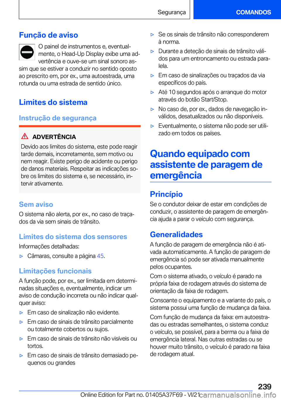 BMW M3 2022  Manual do condutor (in Portuguese) �F�u�n�