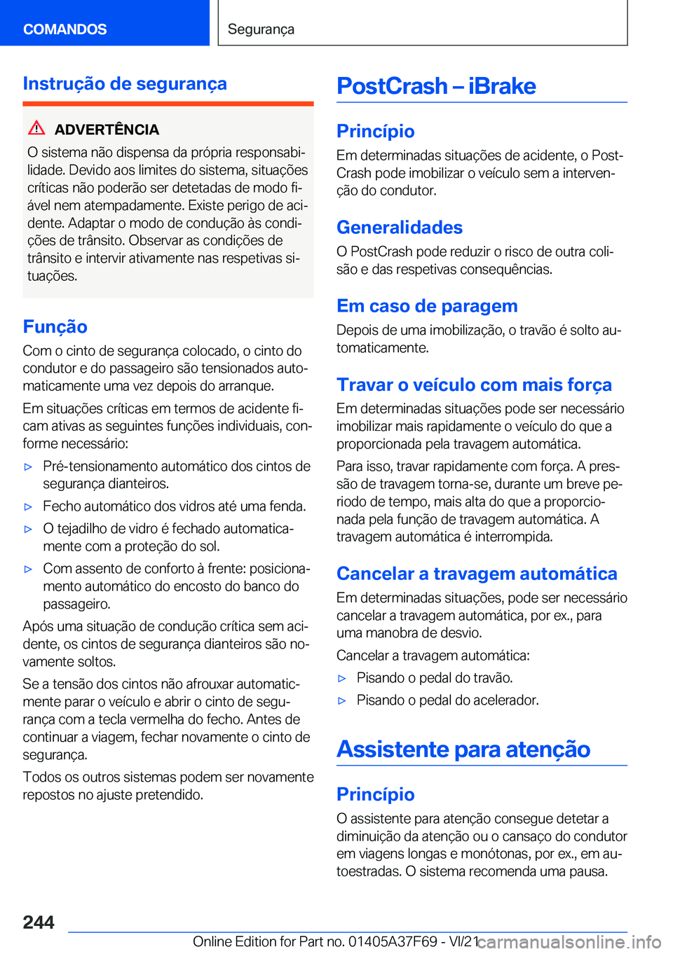 BMW M3 2022  Manual do condutor (in Portuguese) �I�n�s�t�r�u�