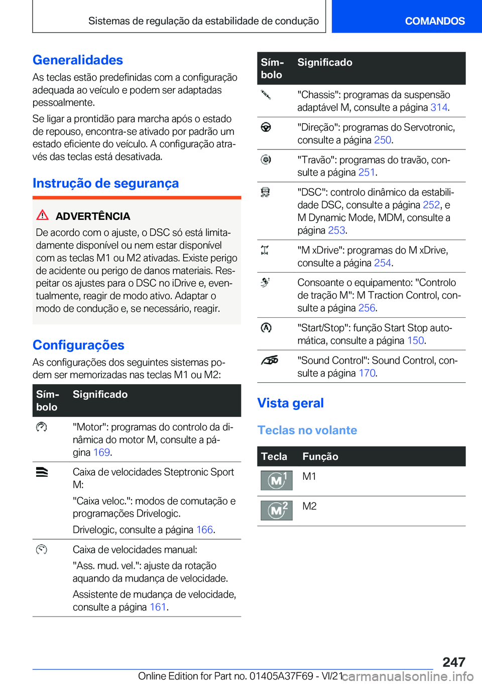 BMW M3 2022  Manual do condutor (in Portuguese) �G�e�n�e�r�a�l�i�d�a�d�e�s
�A�s��t�e�c�l�a�s��e�s�t�ã�o��p�r�e�d�e�f�i�n�i�d�a�s��c�o�m��a��c�o�n�f�i�g�u�r�a�